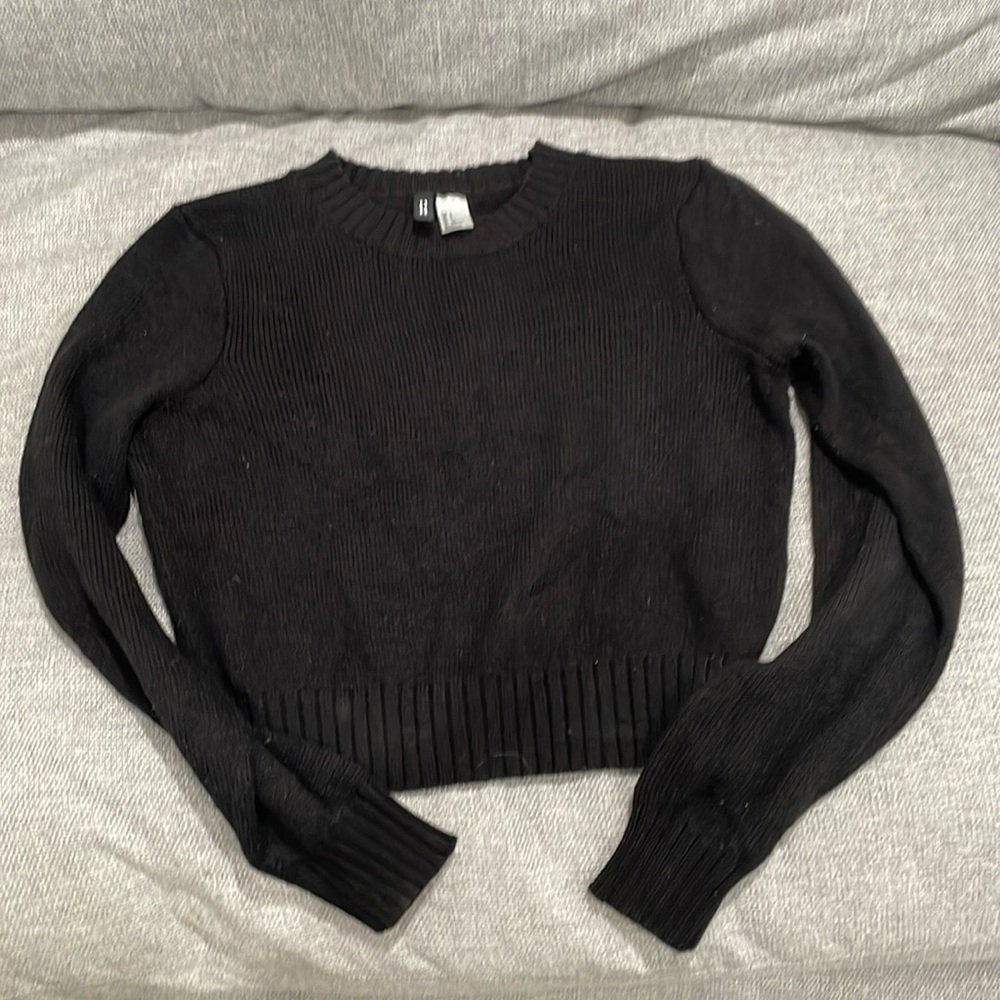 Black Ribbed Knit Sweater